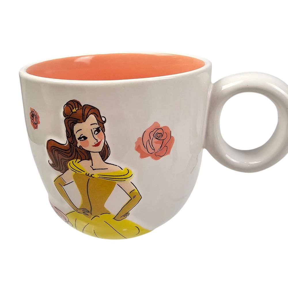 Rae Dunn Disney Princess Belle Mug Beautiful As A Rose Ceramic Coffee Cup 4.5"